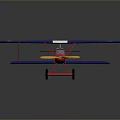 Vintage Blue Biplane Model with Red Wheels Yellow Propeller for Space and Aviation Enthusiasts