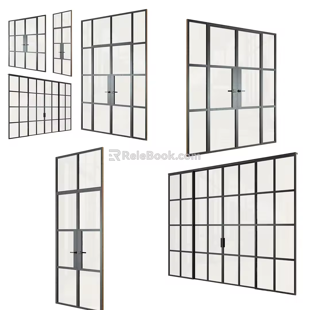 Modern windows glass doors and windows 3d model