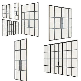 Modern windows glass doors and windows 3d model