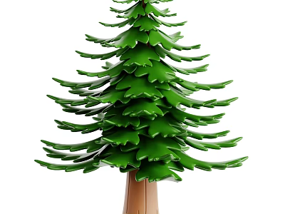 Lush Green Pine Tree With Dense Layered Foliage And Brown Trunk 3d model