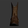 Classic Brown Leather Western Boots With Embroidered Shaft Decorative Buckle And Black Sole