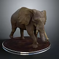 Detailed Realistic Elephant Figurine Standing on Circular Base 3d model
