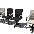 Stylish Office Chairs in Black and Beige with Armrests Swivel and Fixed Bases