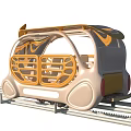 Future Style Rail Vehicle With Transparent Roof And Orange Beige Design
