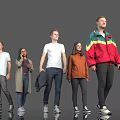 Group of People Standing in Different Casual Outfits with Natural Poses