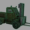 Green Military Style Forklift Truck With Cabin And Front Loading Forks For Industrial Material Handling