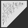 Elegant White Corner Molding With Intricate Floral Patterns And Scroll Designs 3d model