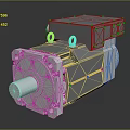 Industrial Electric Motor With Metal Housing Flange Shaft And Lifting Rings