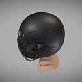 Futuristic Black Tech Helmet Featuring Material Text Lights Mesh Design And Microphone 3d model