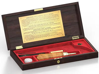 Open Wooden Box with Red Velvet Lining Golf Ball Wooden Tool and Gold Plaque 3d model