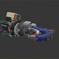 Futuristic Sci Fi Weapon 3D Model With Mechanical Structure Blue Orange Gray Accents Advanced Components 3d model