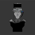 Twin Cylinder Engine Mechanical Model With Silver Body And Colored Wires