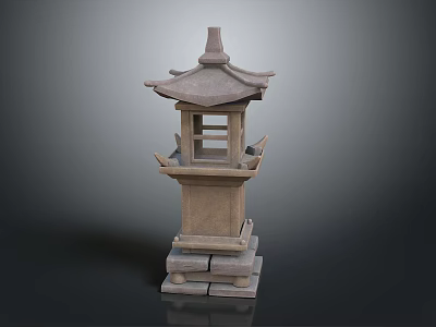 Traditional Japanese Stone Lantern With Classic Design As Outdoor Decorative Garden Furniture 3d model