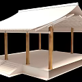Ancient Architecture Pavilion With White Roof Golden Pillars Steps And Open Structure