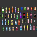 Collection of Colorful Assorted Beverage Bottles With Various Shapes And Reflections