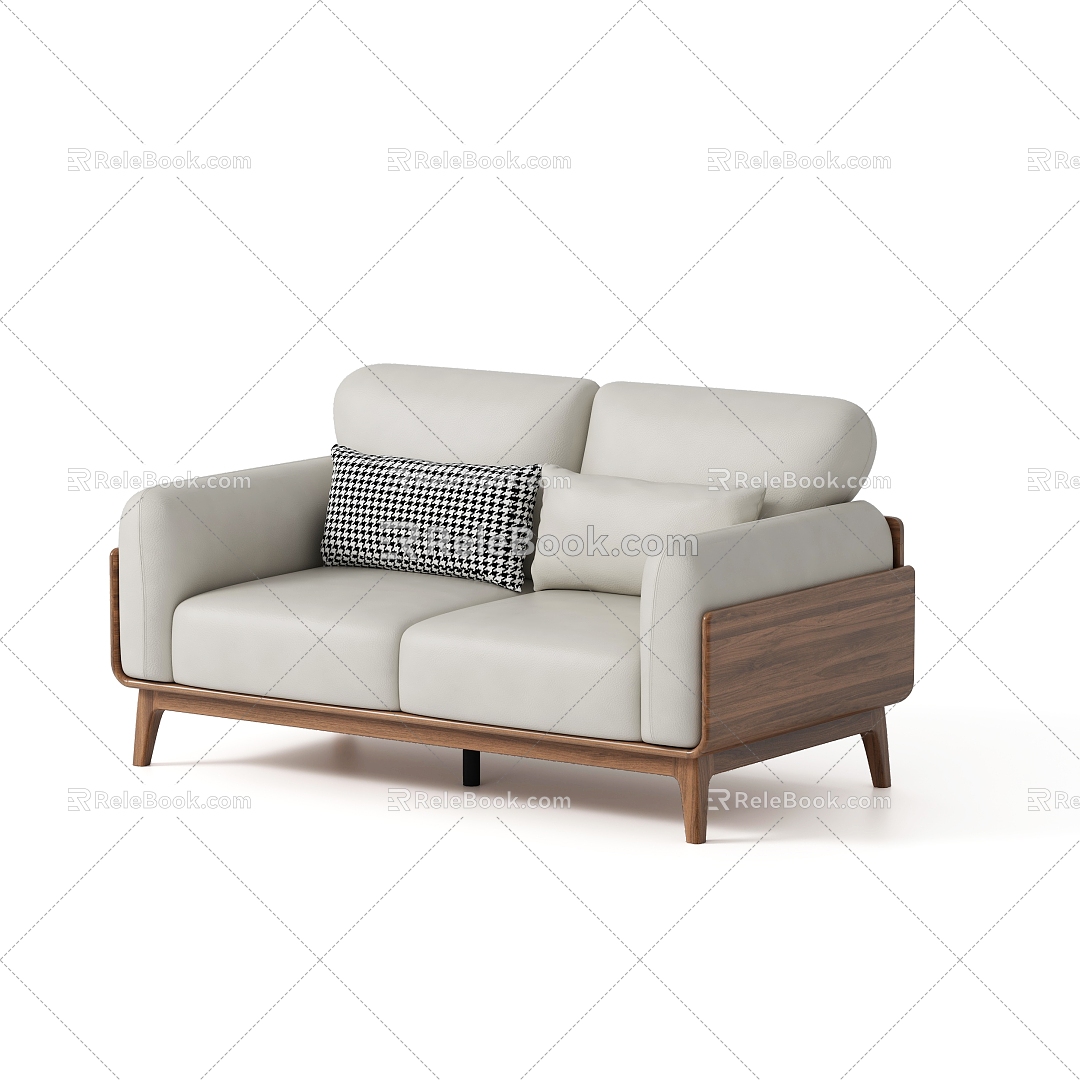 Nordic Living Room Double Sofa 3d model