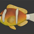Vibrant Aquatic Animal Clownfish With Orange Body White Stripes And Yellow Fins On Dark Background
