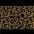 Golden Letters and Numbers Pendants Arranged in Dense Pattern Design