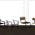 Modern Minimalist Accent Chairs With Metal Frame And Leather Upholstery In White Brown Tones