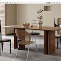 Middle style dining table and chair combination 3d model