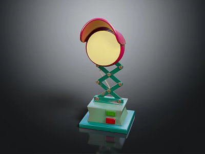 Red Green Table Lamp With Foldable Stand And Round Shade Design 3d model