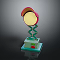 Red Green Table Lamp With Foldable Stand And Round Shade Design