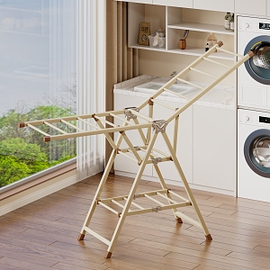 drying rack folding hanger rack balcony washing machine 3d model