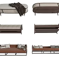 Modern Sofa Bench Designs With Upholstered Seats Brown Beige Cushions And Metal Legs