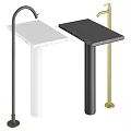 Modern Pedestal Washbasin Design With Marble Countertop And White Black Gold Pedestals