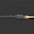 Classic Revolver With Shiny Metal Barrel Wooden Grip And Gold Accents