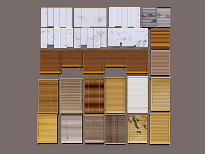 New Chinese-style venetian blinds bamboo blinds roller blinds 3d model