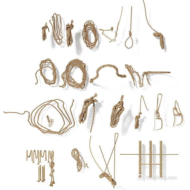 Various Types Of Ropes Knots And Cords For Household Daily Life Supplies 3d model 