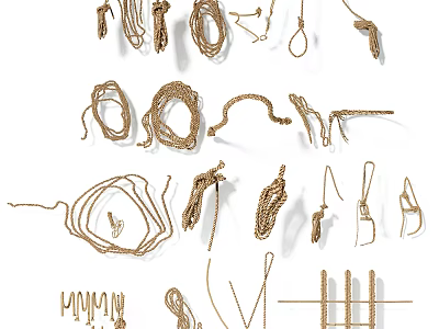 Various Types Of Ropes Knots And Cords For Household Daily Life Supplies 3d model
