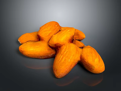Heap of Golden Whole Almonds on Dark Background with Smooth Surface 3d model