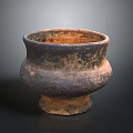 Ancient Ceramic Pot with Textured Surface and Sturdy Base on Dark Background 3d model