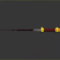 Detailed Fantasy Sword With Red Blade Silver Hilt Red Handle And Yellow Pommel