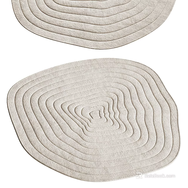Light Gray Rugs With Layered Circular Pattern Design 3d model