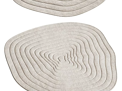 Light Gray Rugs With Layered Circular Pattern Design 3d model