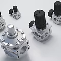 Industrial Equipment Silver Metal Regulators With Black Knobs And Precision Structure