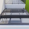 Modern Residential Building With Glass Skylight Black Railing White Wall And Green Grass