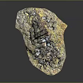 Decorative Shell Shaped Ornament With Colorful Rustic Yellow Surface And Embedded Blue Transparent Crystals