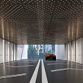 Modern Luxury Residential Underground Parking Lot With Glass Skylight Entrance For Smooth Vehicle Entry Experience