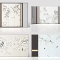 New Chinese background wall 3d model