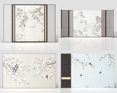 Chinese Style Sofa Background Walls With Traditional Patterns 3d model