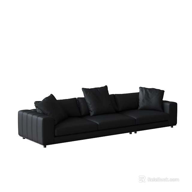 Modern Black Leather Sectional Sofa With Comfortable Cushions And Sleek Design 3d model