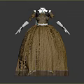 Elegant Yellow Patterned Long Dress With Black Bodice And Short Sleeves
