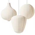 White Paper Lantern Pendant Lights With Striped Design For Home Interior Decor