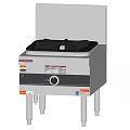 Stainless Steel Commercial Gas Stove With Black Burners And Control Panel
