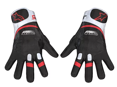 SPIDI Motorcycle Gloves With Black Red White Design And Star Pattern 3d model