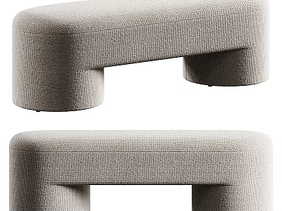 Modern Upholstered Sofa Bench In Light Gray With Geometric Shape For Living Room 3d model